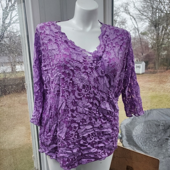 Roaman’s Leather Lilac Eyelet Blazer & Box Pleated Maxi Skirt Suit Suit Size 24W - Picture 10 of 14